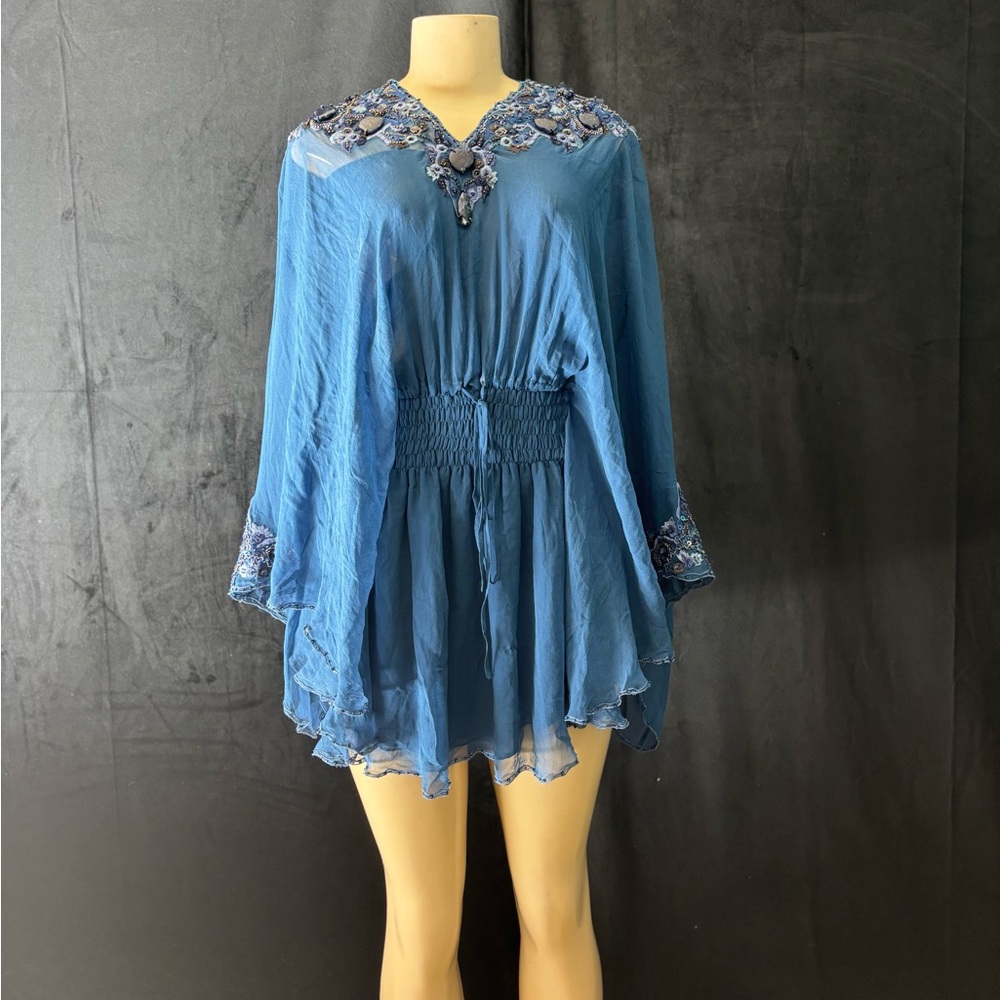 Blue Embroidered Tunic Dress by Mandalay